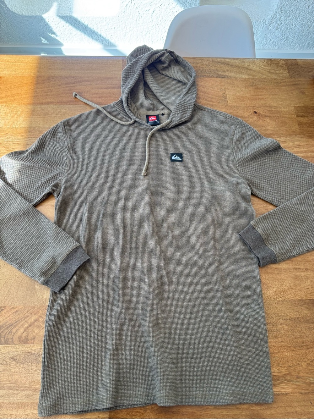 Quiksilver Brown Waffle-Knit Hooded Long Sleeve Shirt